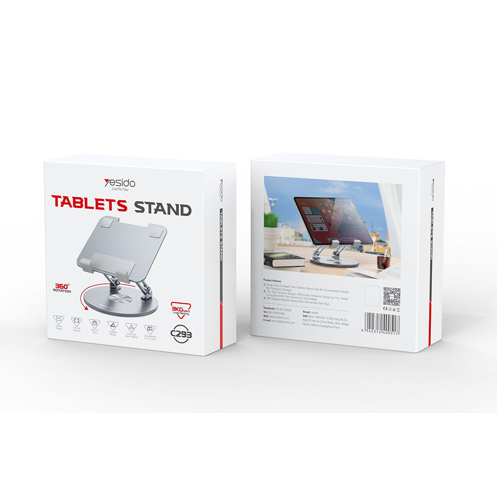 Stojan na stôl Yesido C293 pre telefón / tablet, 4.5inch - 13inch, strieborný