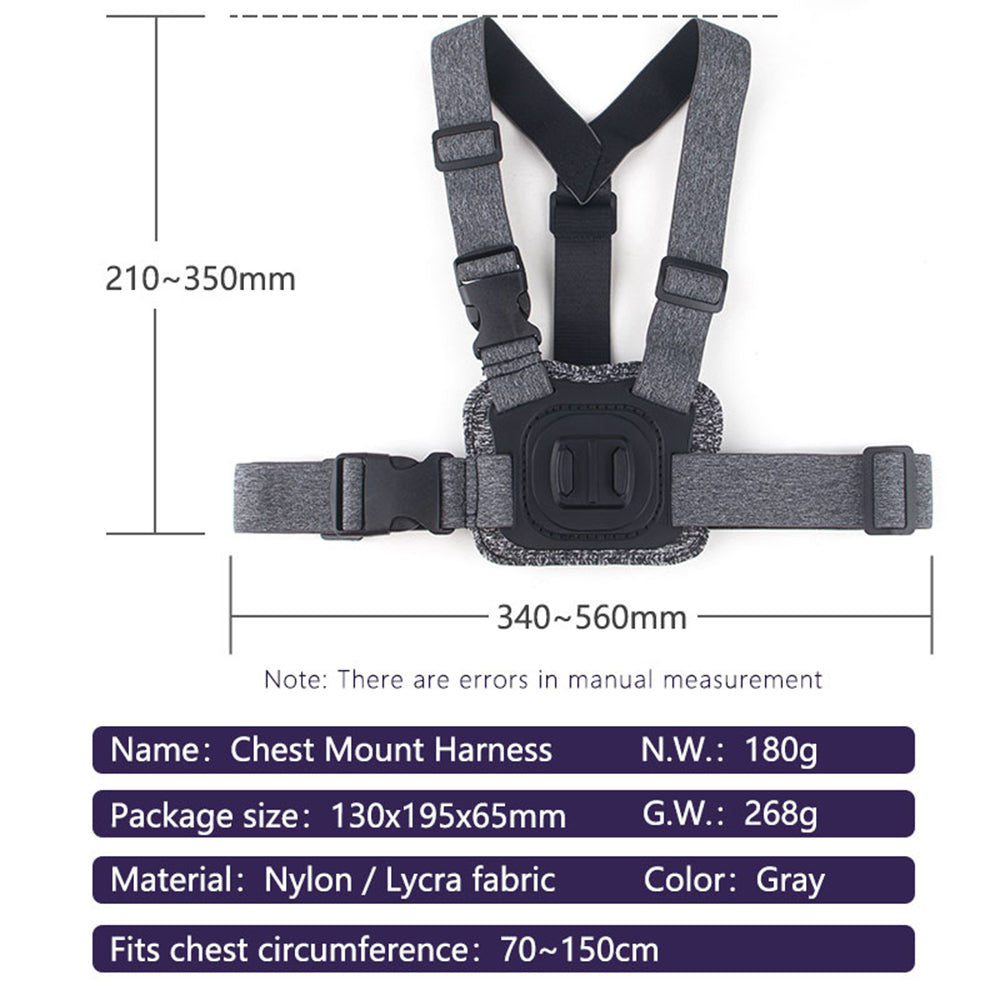 Športový hrudný držiak Techsuit JX-002 pre GoPro Series, Sivý