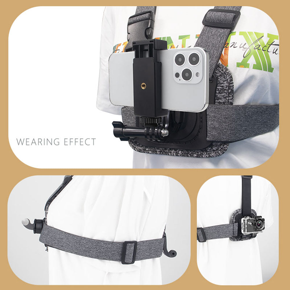 Športový hrudný držiak Techsuit JX-002 pre GoPro Series, Sivý