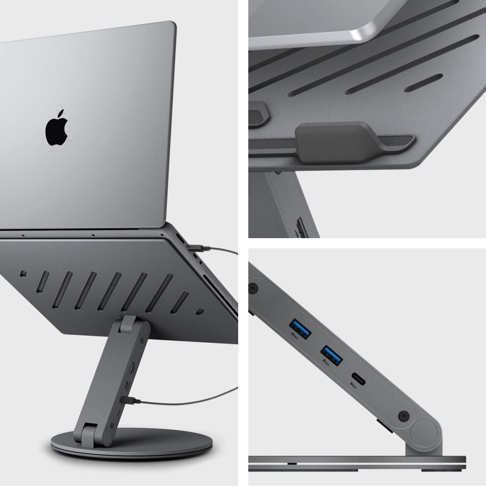 Podstavec s Hubom Spigen LD204H pre Laptop max. 15.6inch, Sivý AMP08885