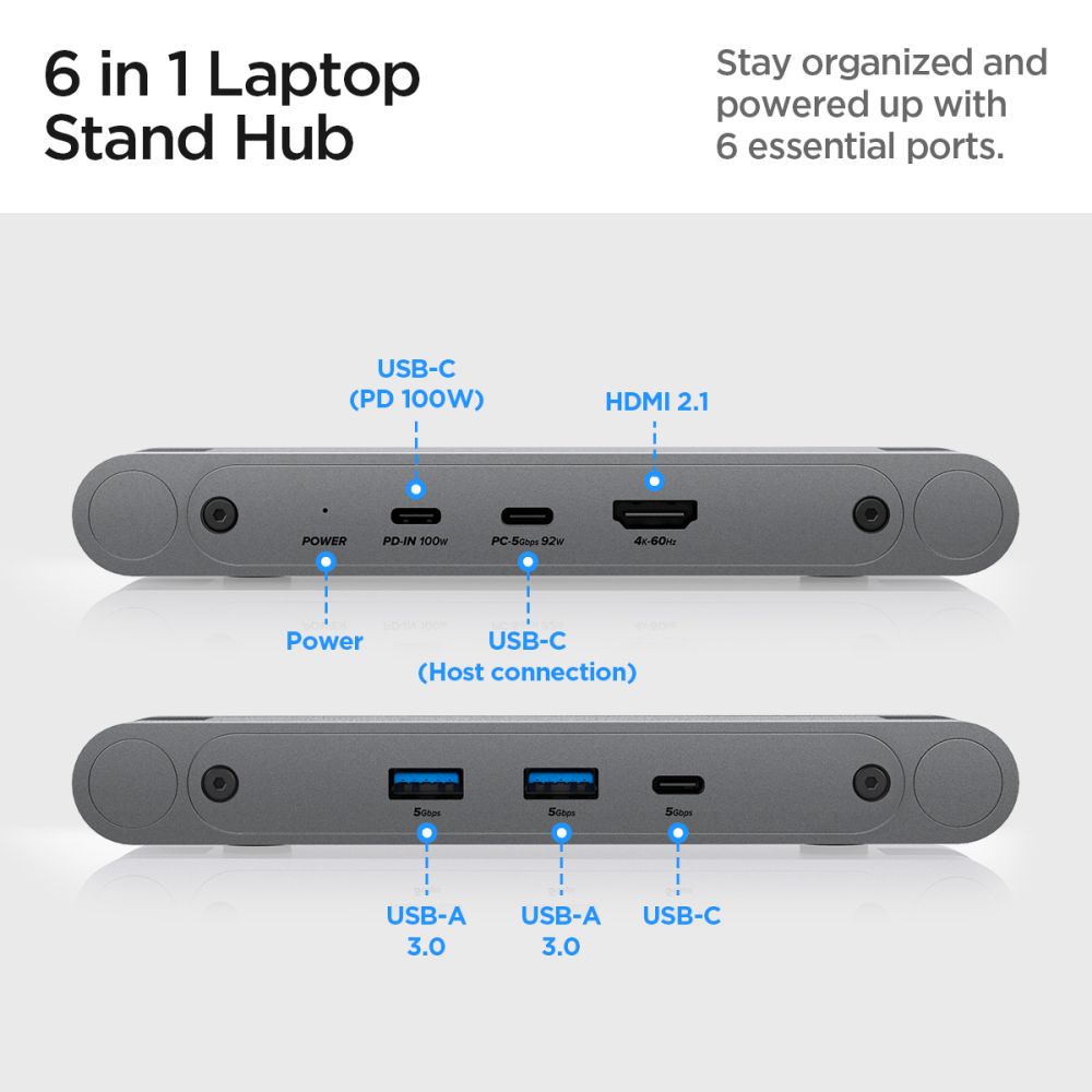 Podstavec s Hubom Spigen LD204H pre Laptop max. 15.6inch, Sivý AMP08885