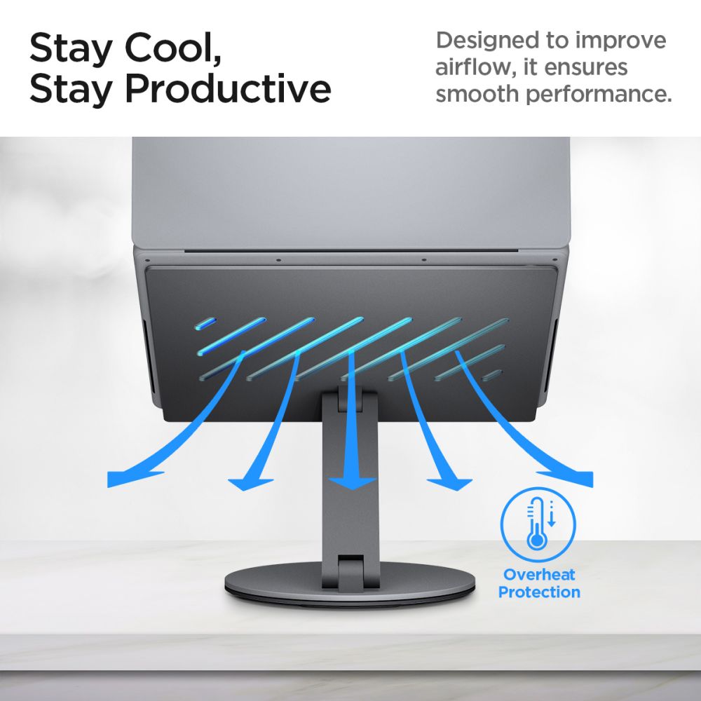 Podstavec s Hubom Spigen LD204H pre Laptop max. 15.6inch, Sivý AMP08885