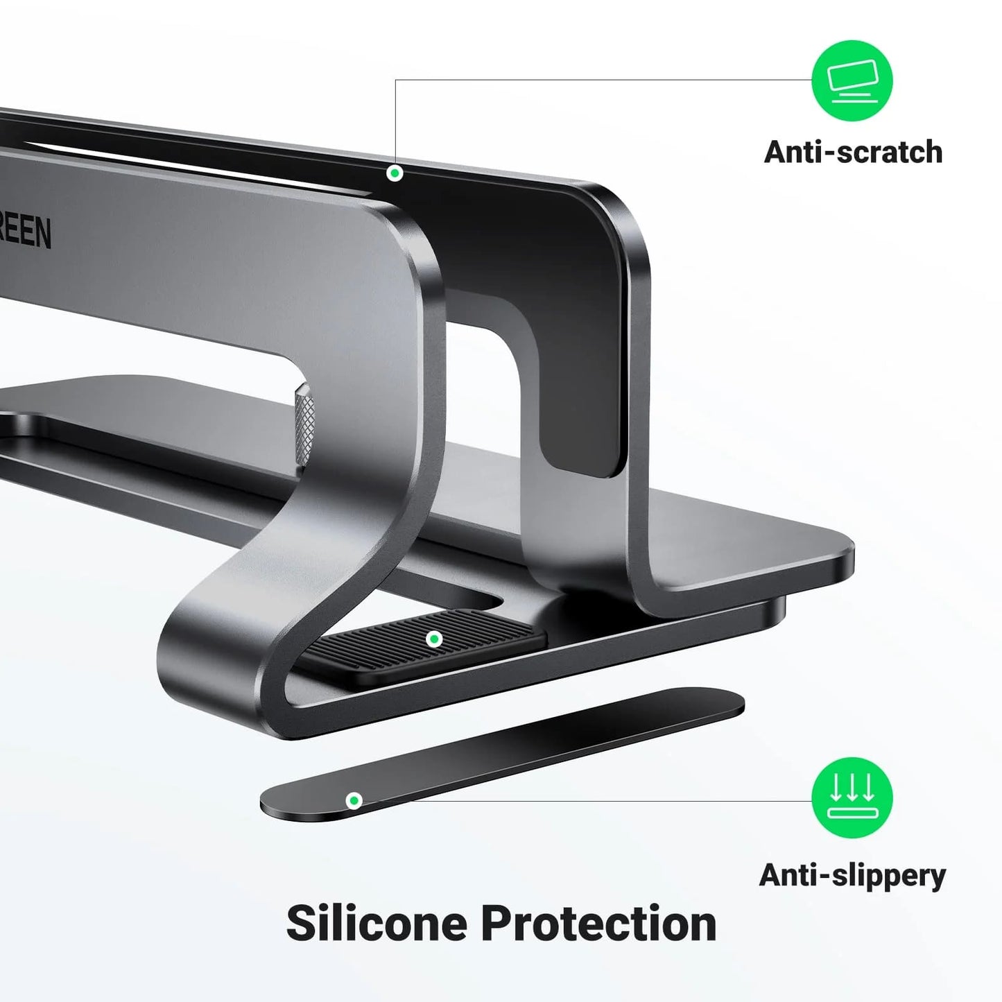 Vertikálny stojan UGREEN LP258 pre laptop s hrúbkou 12mm - 26mm, strieborný