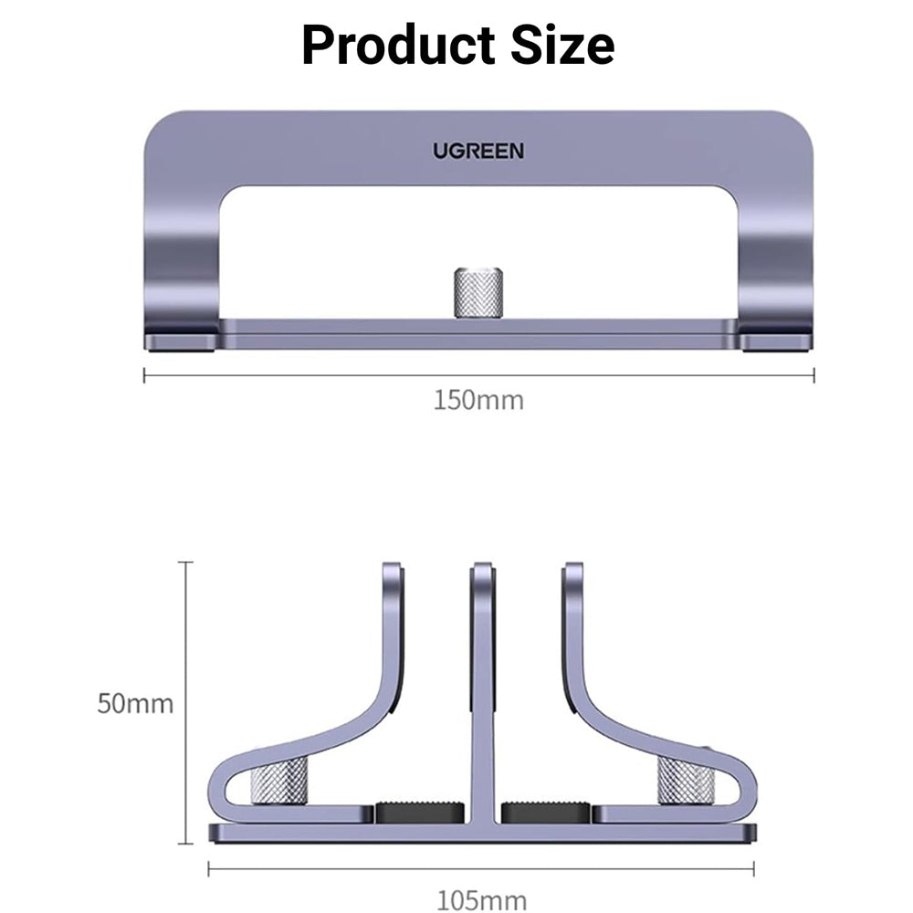 UGREEN LP258 Two Vertical Stand for Laptop with thickness 12mm - 26mm, Silver