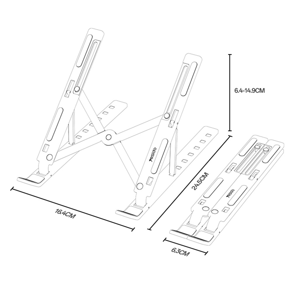Podpora Yesido LP07 pre Laptop 13inch - 20inch, Strieborná