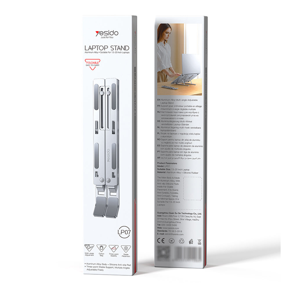 Podpora Yesido LP07 pre Laptop 13inch - 20inch, Strieborná