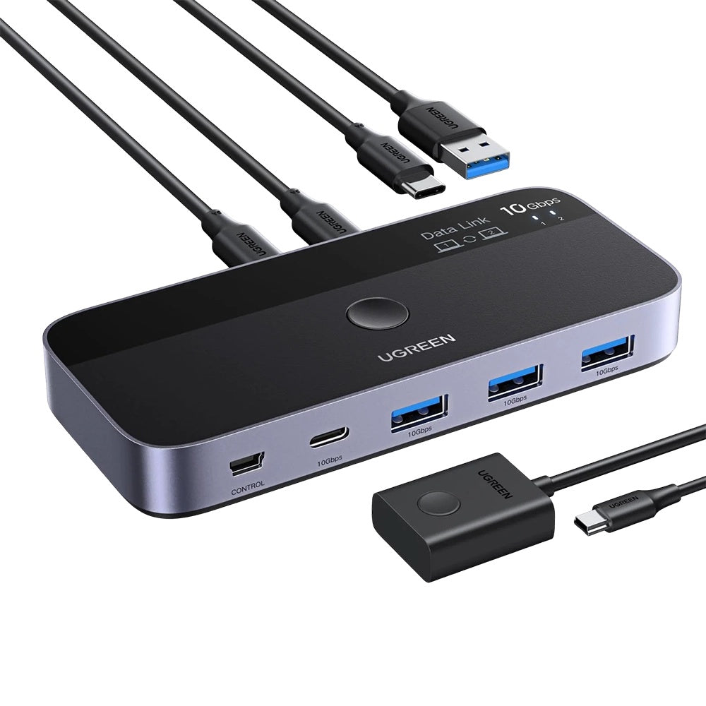 Switch USB UGREEN CM691 (45784), 3 x USB-A 3.2 - 1 x USB-C - 1 x miniUSB, čierna
