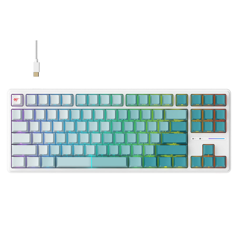 Klávesnica Gaming Wired USB HAVIT KB901L, RGB, 1.8m, Bielo Zelená