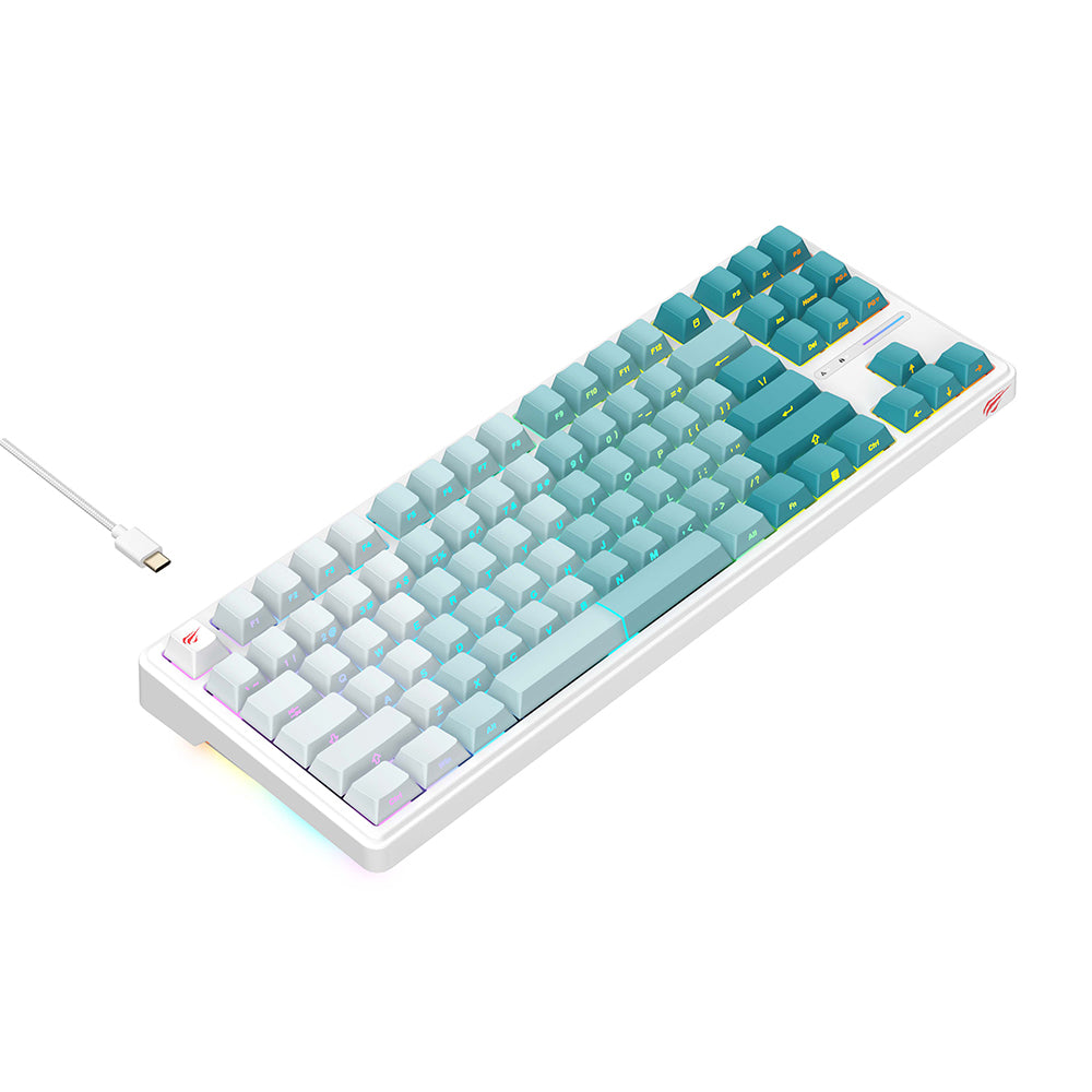 Klávesnica Gaming Wired USB HAVIT KB901L, RGB, 1.8m, Bielo Zelená