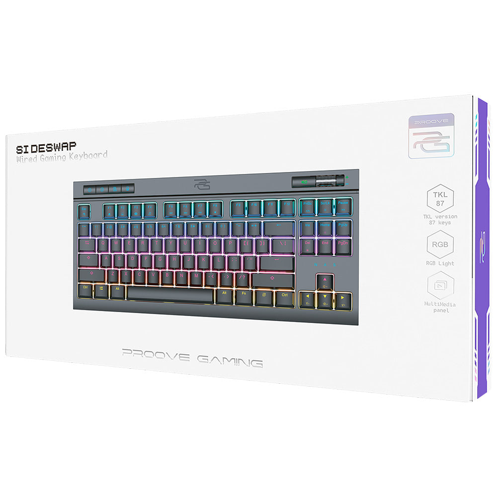 Herná klávesnica Wired USB Proove Sideswap, RGB, 1.5m, Čierna CKSIEN00022401