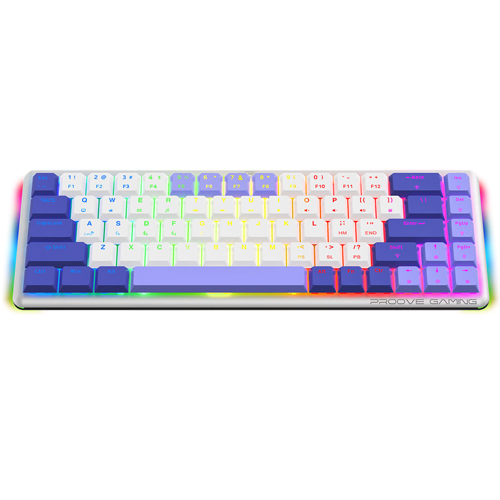 Bezdrôtová herná klávesnica Proove AFK, RGB, BT / Wi-Fi / káblové pripojenie, 1.5m, Biela WKAFKEN22002