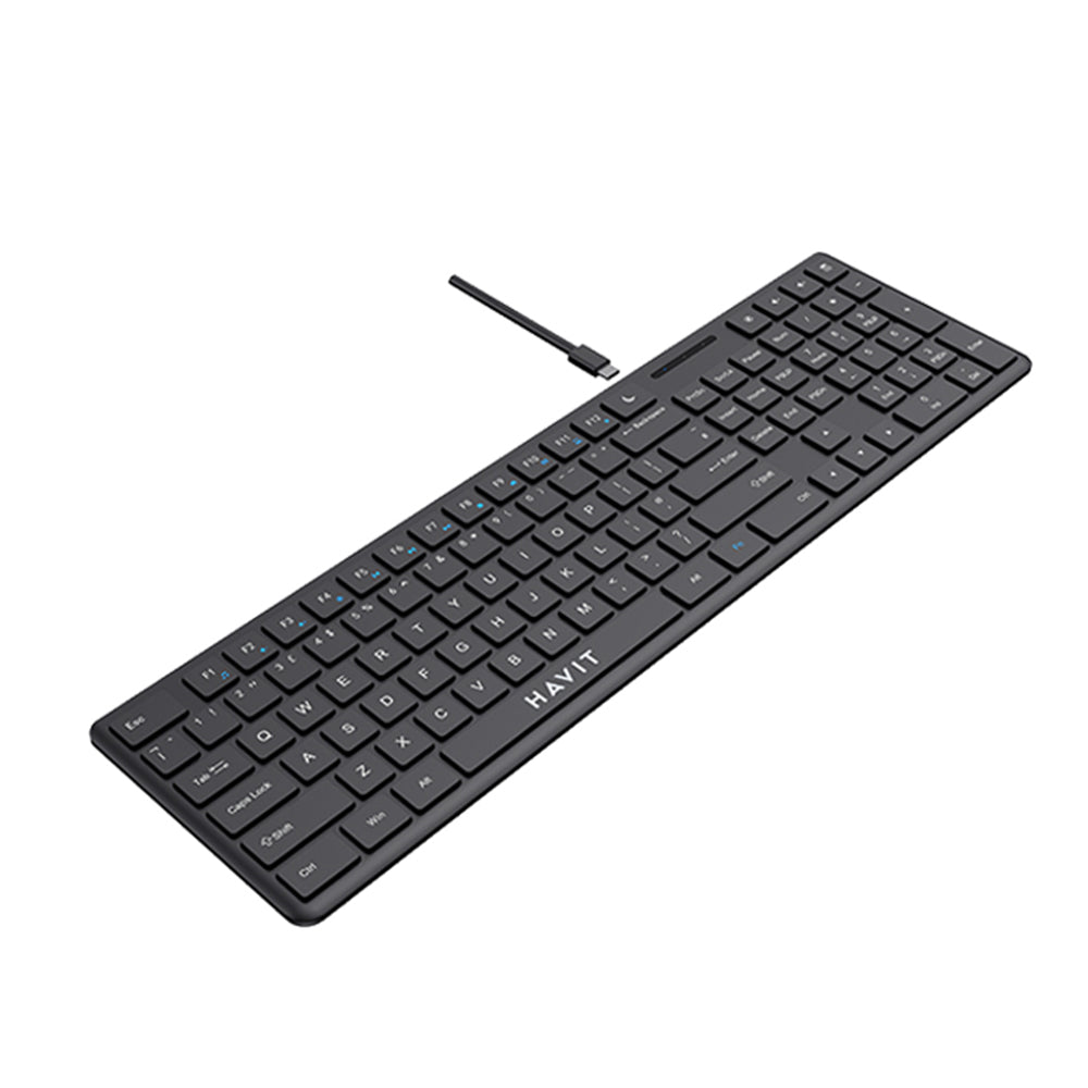 Klávesnica Wired USB HAVIT KB252, USB-C, 1.5m, Čierna