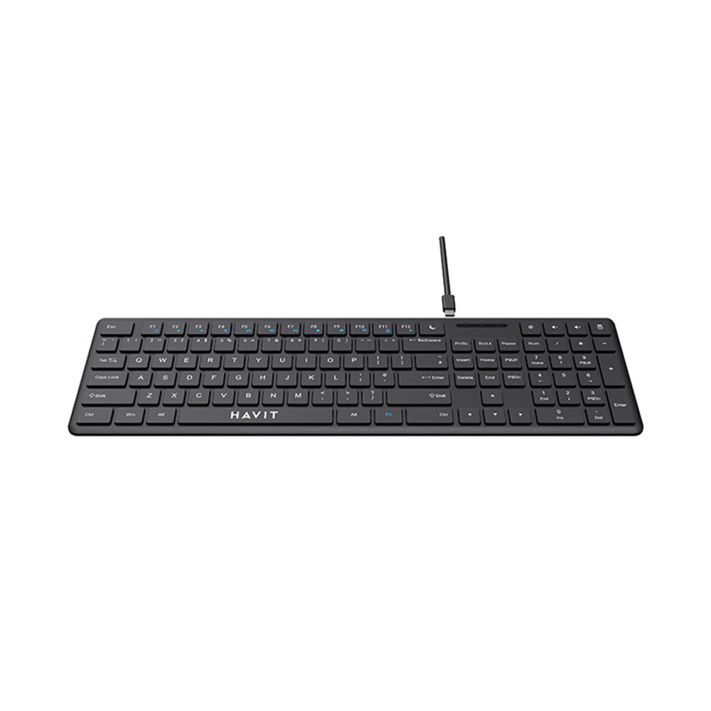 Klávesnica Wired USB HAVIT KB252, USB-C, 1.5m, Čierna
