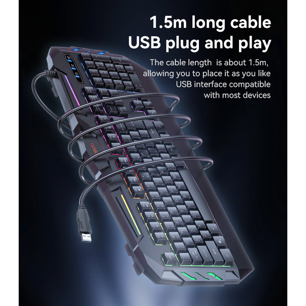Herná klávesnica s káblom USB Yesido KB21, RGB, 1,5 m, čierna