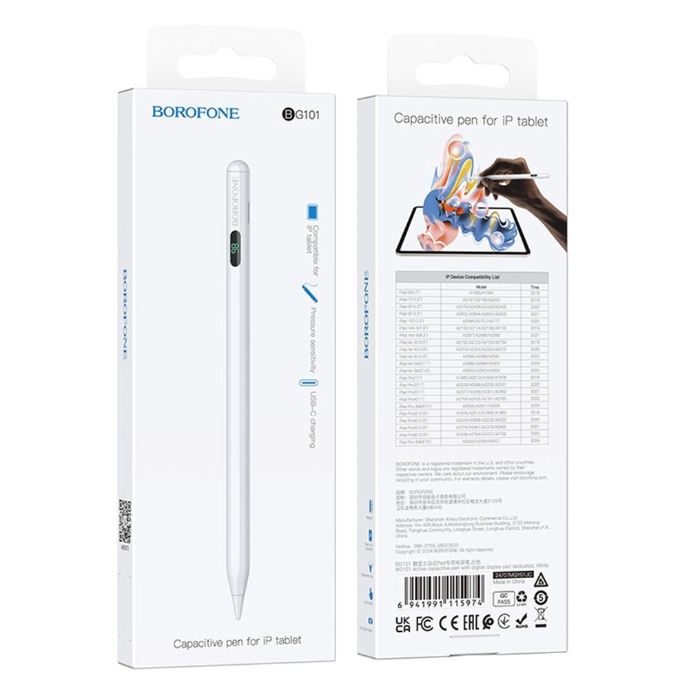 Touch Pen Borofone BG101 pre Apple iPad Series, Aktívna verzia, Biela