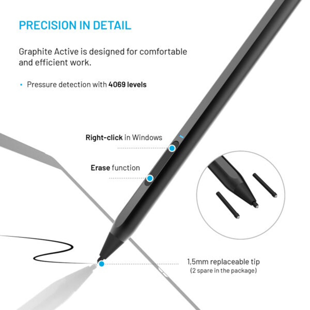 Touch Pen Fixed Graphite Active pre zariadenia s podporou MPP, Čierny