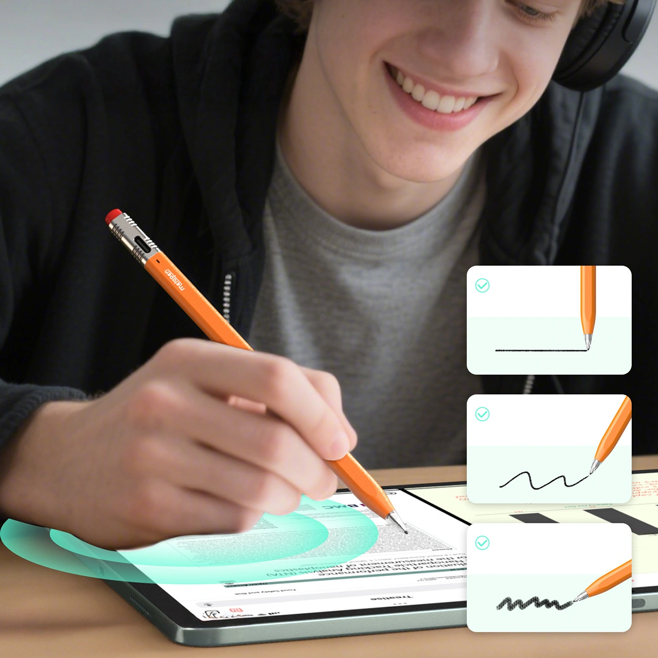Dotykové pero Metapen Air8 Pro X pre Apple iPad, Aktívna verzia, Oranžová ME-APP172
