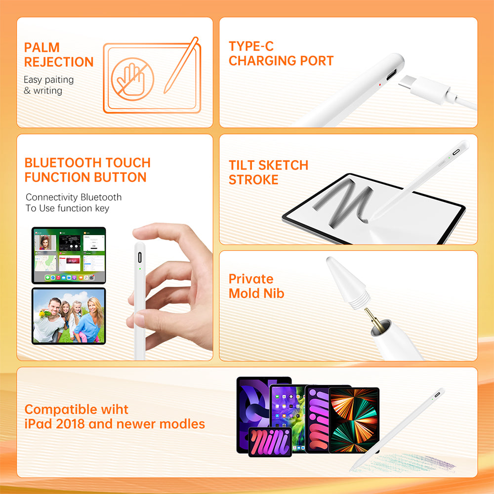 Touch Pen Techsuit AC10-CP pre Apple iPad, Aktívna verzia, Biela