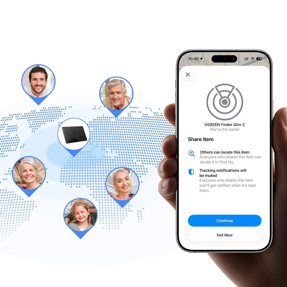 UGREEN SmartTag Smart Finder Slim 2 CM920 (75120A) pre iOS Series, Sada 2 kusy, Čierna