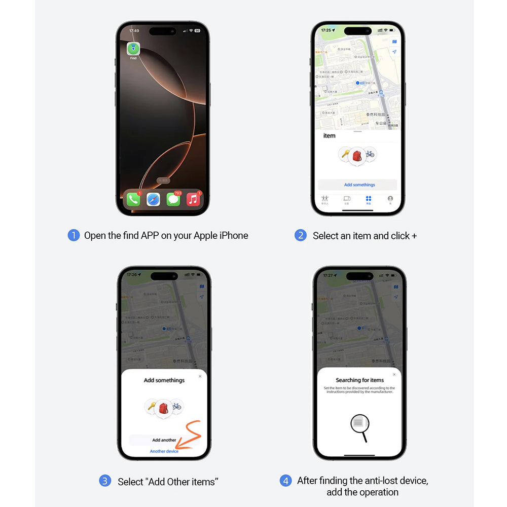Acefast SmartTag S1 pre iOS Series, Sada 4 kusy, Sivá