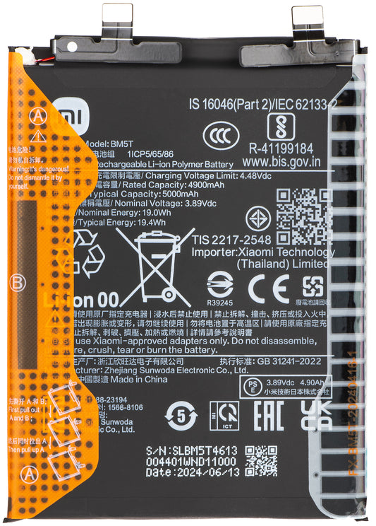 Batéria Xiaomi 14T / 13T / Poco X6 Pro / M6 Pro 4G / Redmi Note 13 Pro 4G, BM5T, Service Pack 1330102000122B