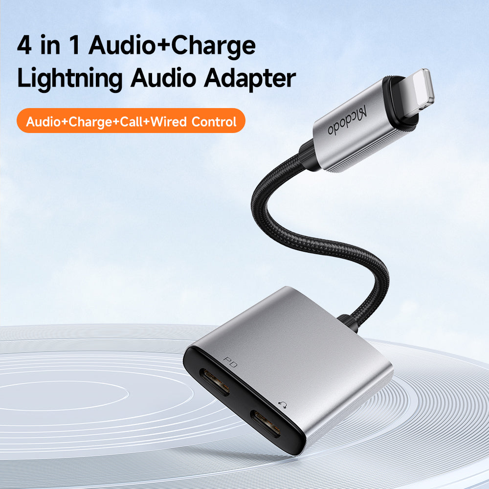 Audio adaptér Lightning - Lightning / Lightning McDodo CA-5560 Wales, Sivý