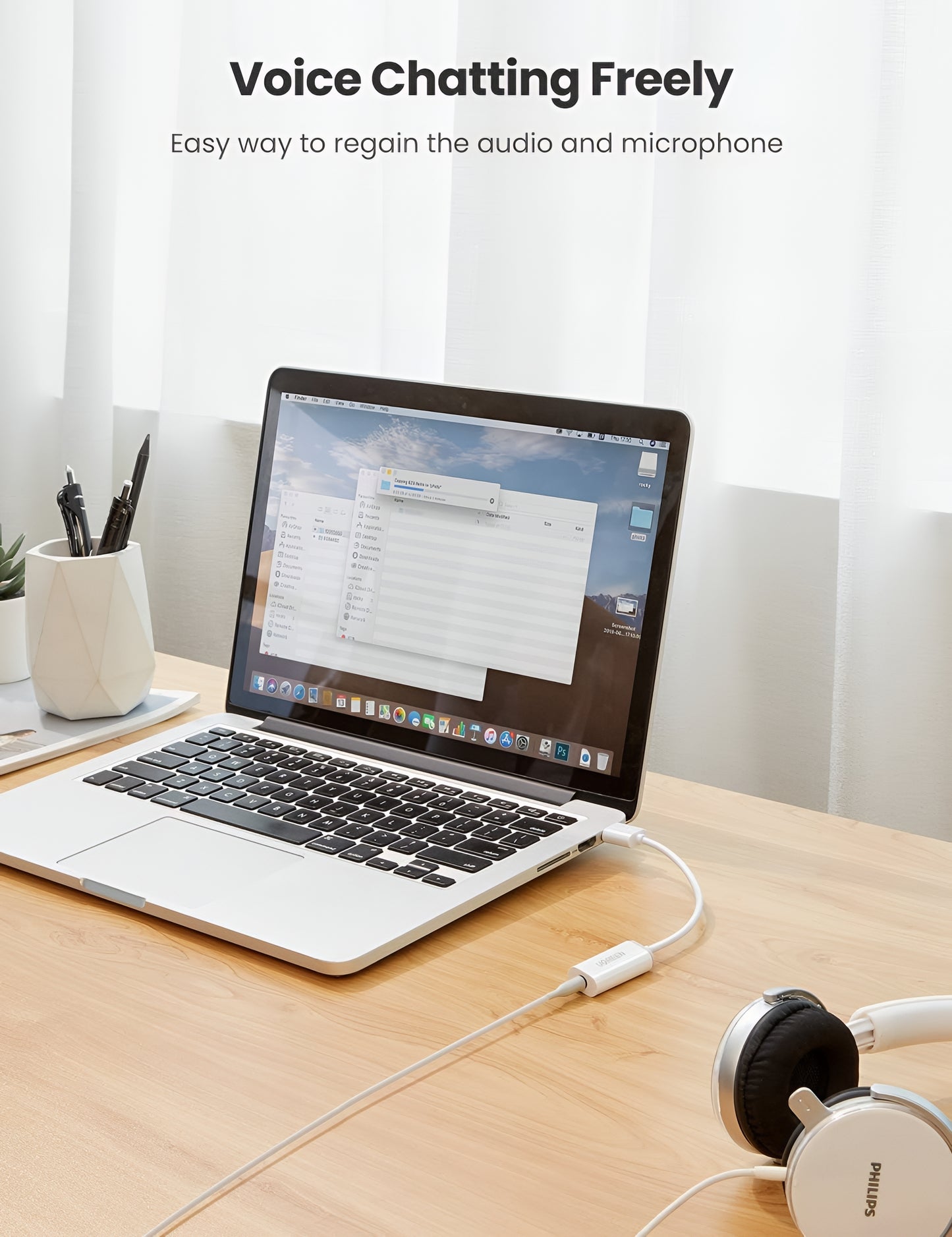 Audio adaptér UGREEN US206, USB-A - 3.5mm, Biely