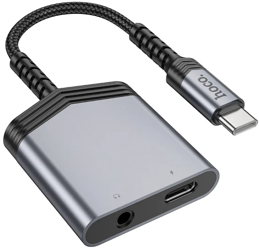 Audio adaptér USB-C - USB-C / 3.5mm HOCO LS39, Čierny