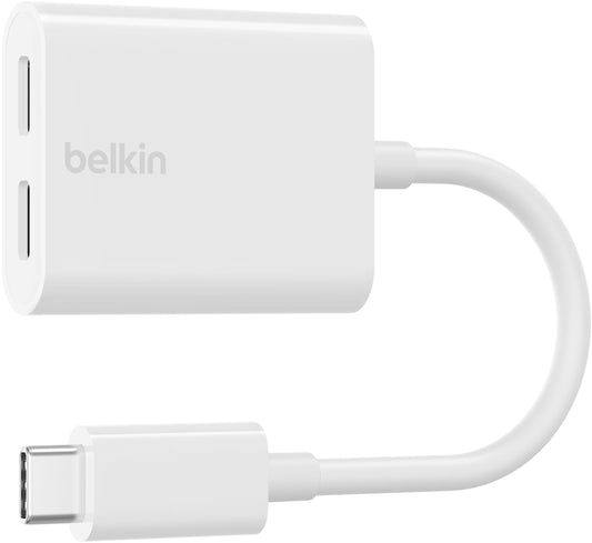 Audio adaptér USB-C - USB-C / USB-C Belkin RockStar, biely F7U081btWH