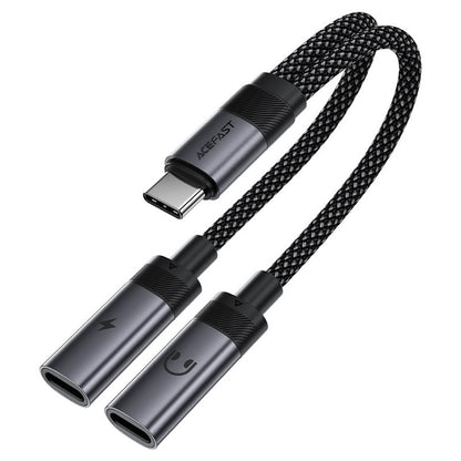 Audio adaptér USB-C - 2 x USB-C Acefast J14, Čierny