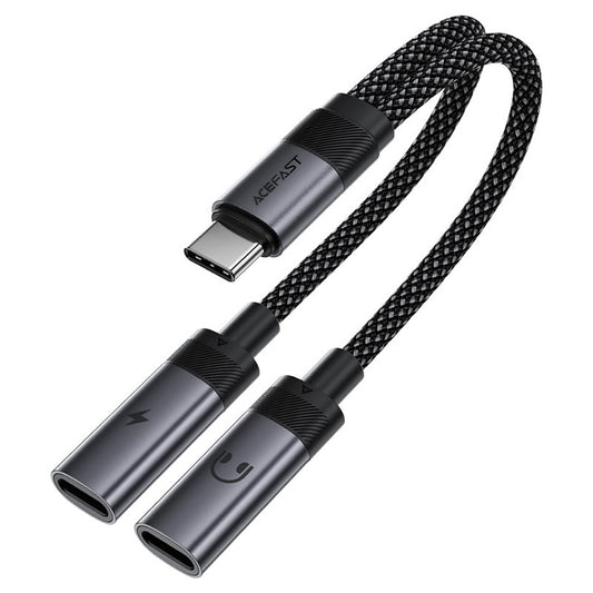 Audio adaptér USB-C - 2 x USB-C Acefast J14, Čierny