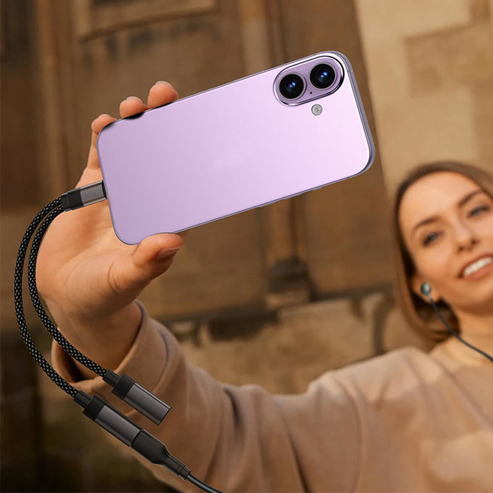 Audio adaptér USB-C - 2 x USB-C Acefast J14, Čierny