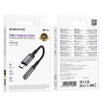 USB-C audio adaptér - 3,5 mm Borofone BV24, sivý