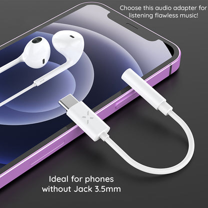 Audio adaptér USB-C - 3.5mm Fixed, Biely