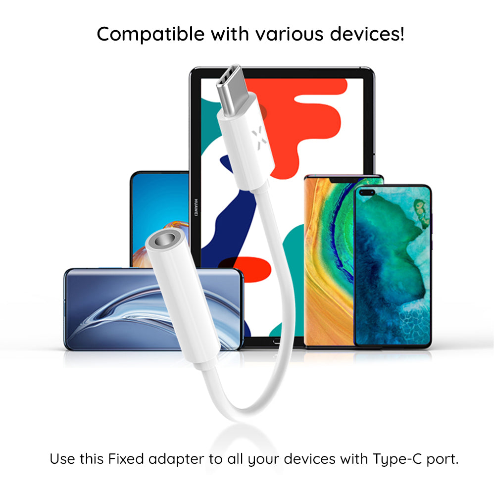 Audio adaptér USB-C - 3.5mm Fixed, Biely