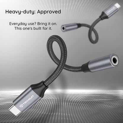 Audio adaptér USB-C - 3.5mm Techsuit AC12 FuseXound, Sivý, Sada 2 kusy