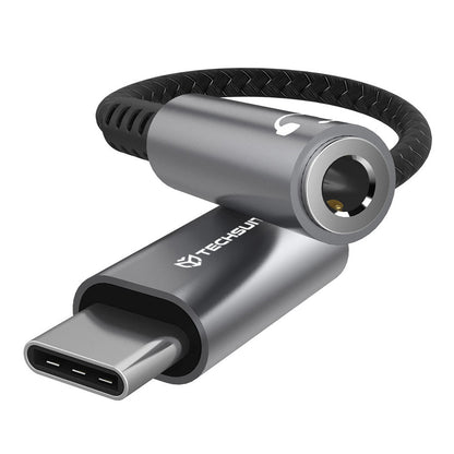 Adaptér Audio USB-C - 3.5mm Techsuit AC14 SonicPiX, Sivý