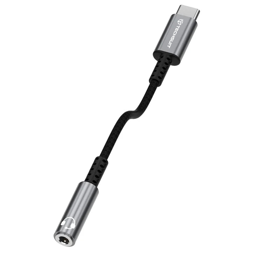 Adaptér Audio USB-C - 3.5mm Techsuit AC14 SonicPiX, Sivý