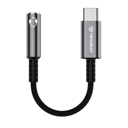 Adaptér Audio USB-C - 3.5mm Techsuit AC14 SonicPiX, Sivý