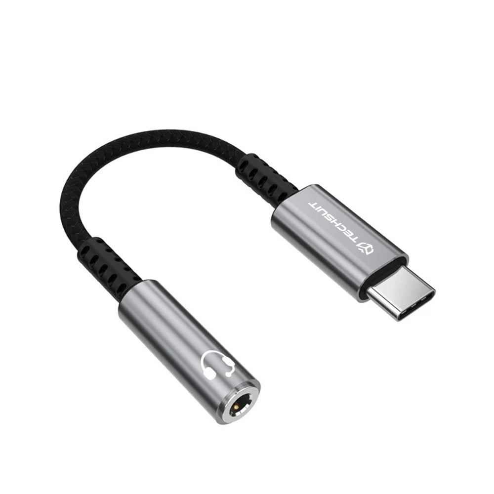 Adaptér Audio USB-C - 3.5mm Techsuit AC14 SonicPiX, Sivý