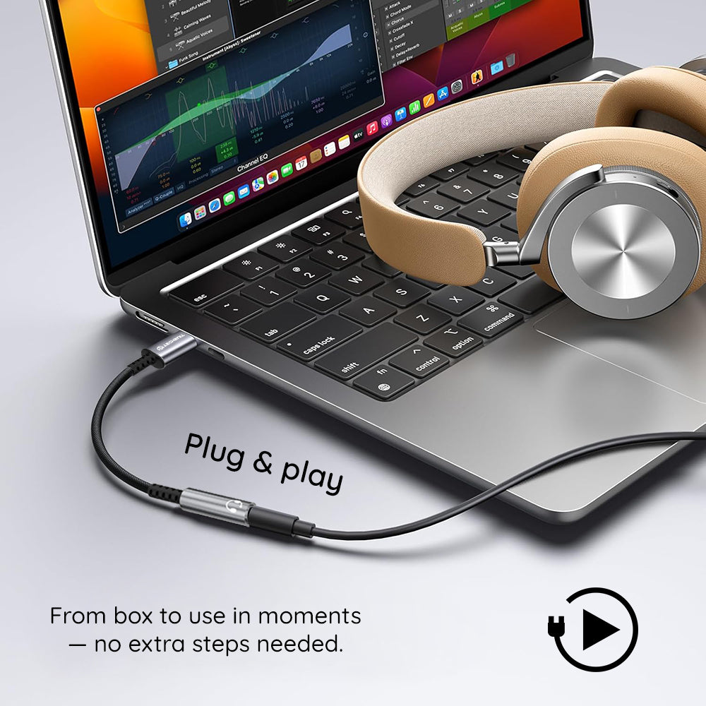 Adaptér Audio USB-C - 3.5mm Techsuit AC14 SonicPiX, Sivý