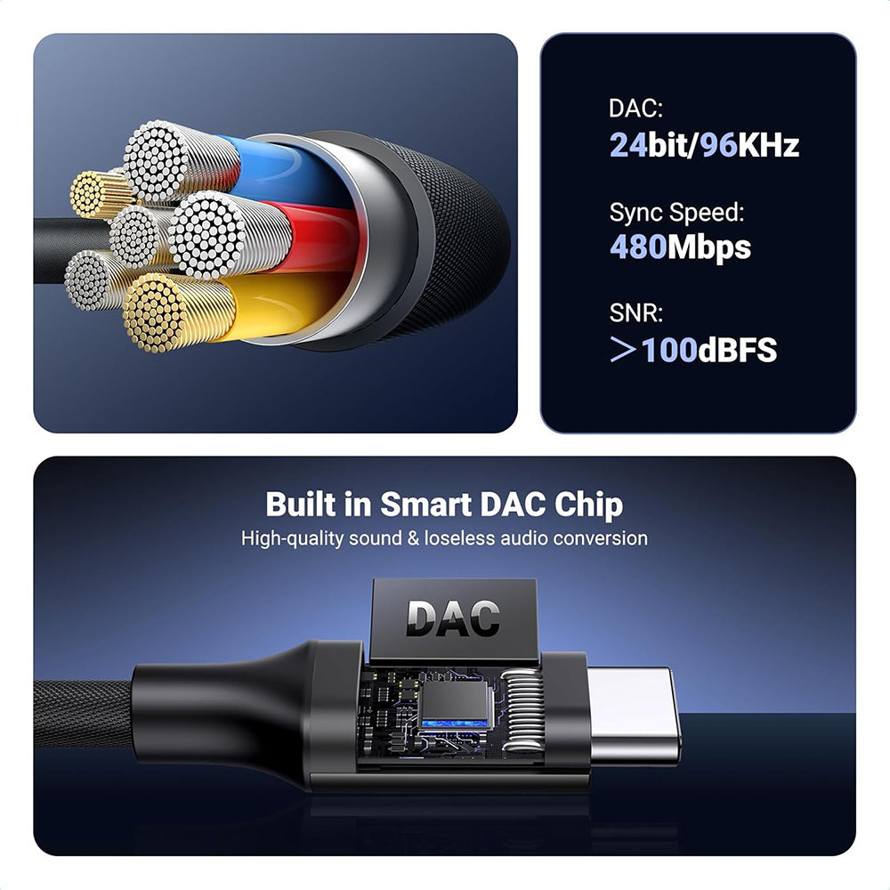 Audio adaptér USB-C - 3.5mm UGREEN AV161, Čierny