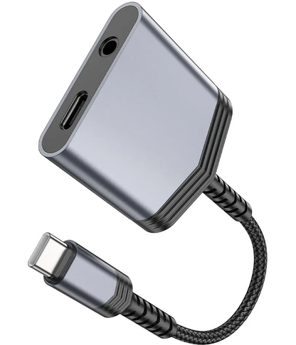 Audio adaptér USB-C - USB-C / 3.5mm HOCO LS39, Čierny
