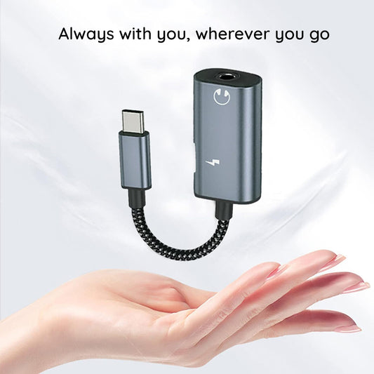 Audio adaptér USB-C - USB-C / 3.5mm Techsuit AC22 AcustiCore, Sivý