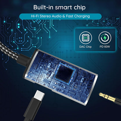 Audio adaptér USB-C - USB-C / 3.5mm Techsuit AC22 AcustiCore, Sivý