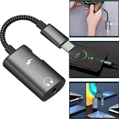 Audio adaptér USB-C - USB-C / 3.5mm Techsuit AC22 AcustiCore, Sivý