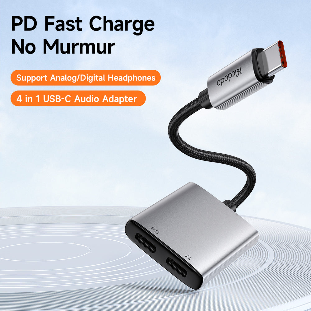Audio adaptér USB-C - USB-C / USB-C McDodo CA-5570 Wales, Sivý