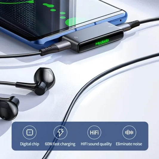 Audio adaptér USB-C - USB-C / USB-C McDodo CA-7670, Čierny