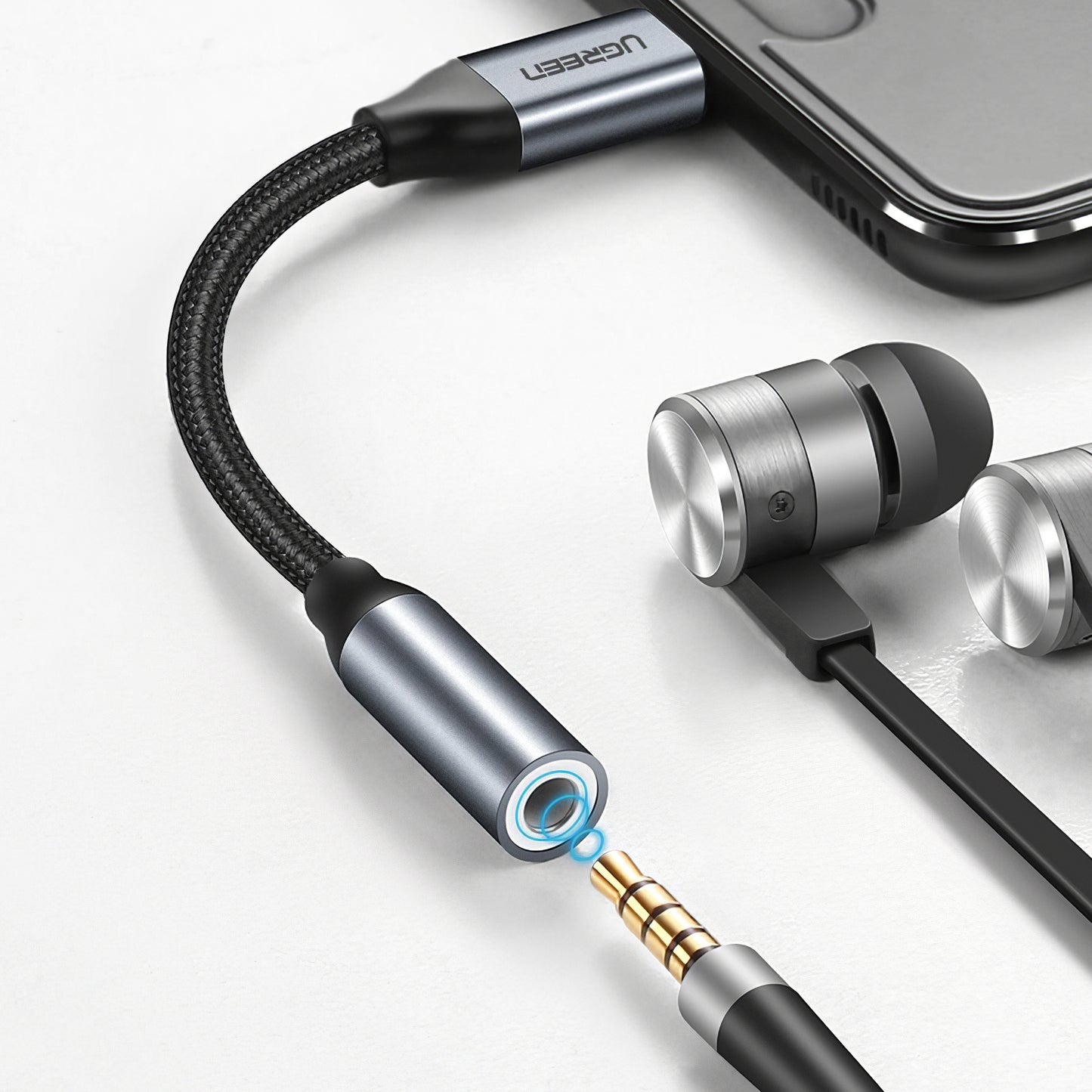 Audio adaptér USB-C - 3.5mm UGREEN AV142, Sivý