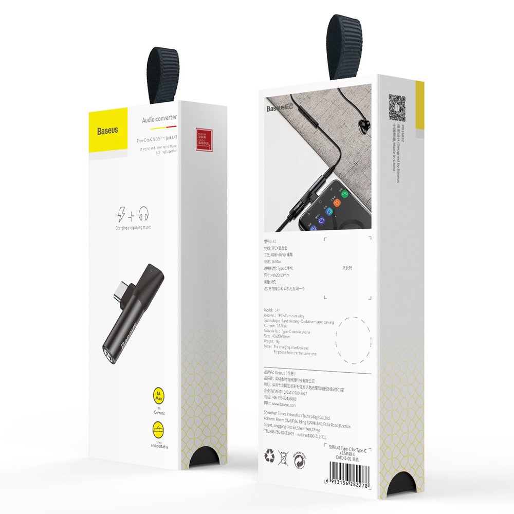 Audio adaptér USB-C - USB-C / 3,5 mm Baseus L41, čierny CATL41-01